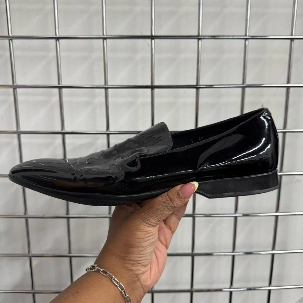 Prada Black Patent Leather Mens Loafers Size 11 Italian Luxury Shoes